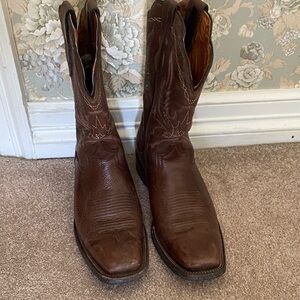 Men's Brown Leather Cowboy Boots - Classic Western Pull-On